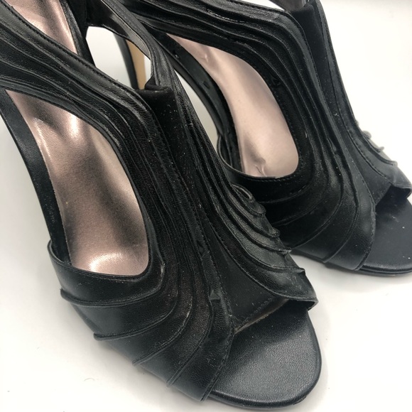 ANN MARINO OPEN TOE BLACK PUMPS - Picture 4 of 13